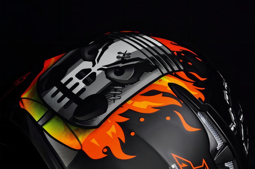 Capacete Moto Axxis Piston Preto Laranja Fosco