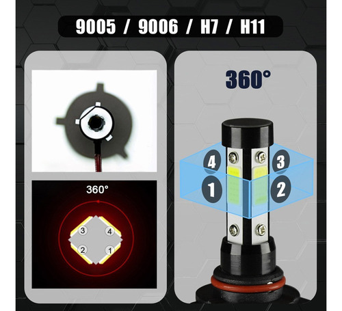 Kit De Focos Led De 4 Lados 12000lm 9005 H11 Para Chevy