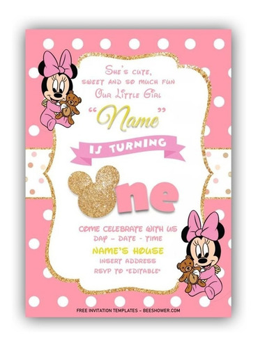 Invitaciones Digital De Minnie Mouse Bebé