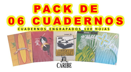 Cuaderno Engrapado 100 Hojas 1 Linea Paquete De 6 Cuadernos