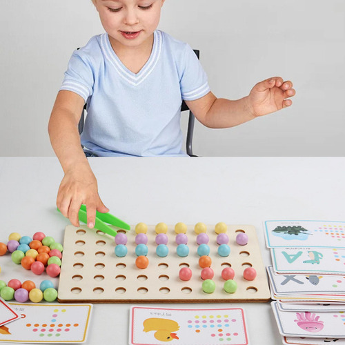 Juego De Cuentas De Tablero De Clavijas De Madera, Juguete A