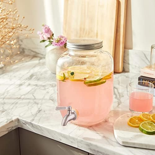Dispensador De Agua De Vidrio De 1 Galón Con Acero Inoxidabl