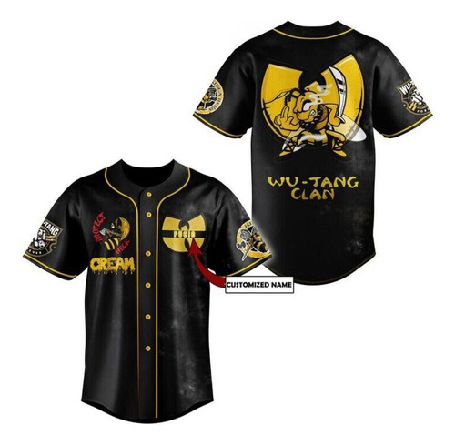 Camiseta De Béisbol Wu-tang Clan Con Estampado De Botones