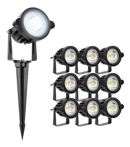 Kit 10 Espeto Luminária Jardim Led 5w Lâmpada Branco Frio