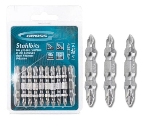 Jogo De Bits Magnéticos 10 Pçs Ponta Ph2 Parafusadeira 45mm
