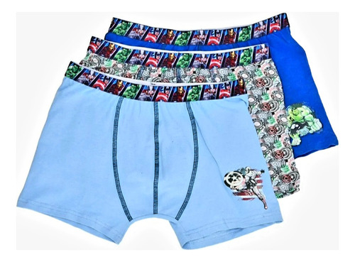 Boxer Algodón Avengers Caffarena Pack X3 Talla 14 Diseños