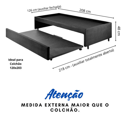 Bicama Box Viúva 120x203 Suede Preto Cama inHouse