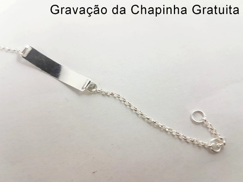 Pulseira Chapa Infantil Prata 925 Promoção + Gravação