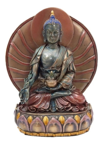 Figura Zen Buda Azul De La Medicina Budismo Tibetano Salud