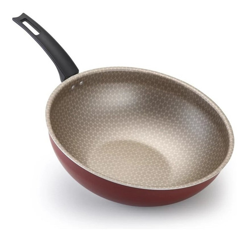Sartén antiadherente frita sin aceite para wok con tapa+tostadas de color rojo