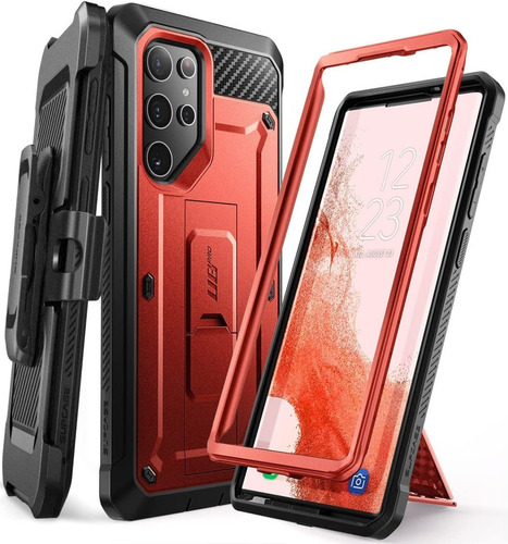 Case Supcase Para Galaxy S22 Ultra Protector 360° Rojo