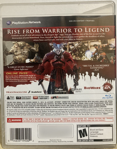 Dragon Age Origins Ultimate Edition + Dragon Age 2 Ps3 (Usado)