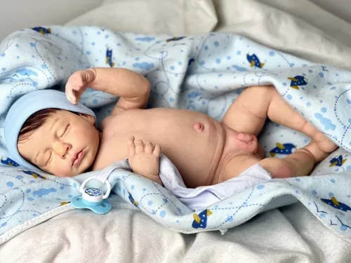 Bebê Reborn Menino Dormindo Recém Nascido Silicone Banho