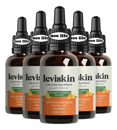 5 Leviskin 30ml Original - Envio Rápido - Loja Oficial Chega Amanha