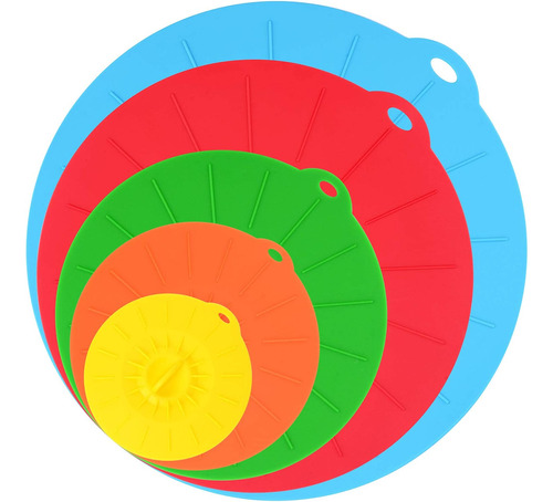 Microondas Cubre Tapas Conjunto De 5 Coloridos Combo De Sili