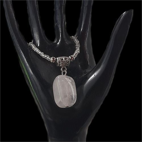 Csu1610 Collar Corto Dije Piedra Cuarzo Blanco