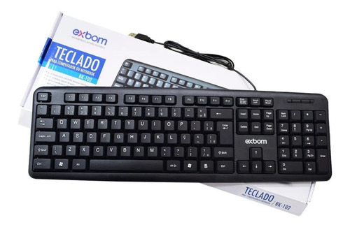 Teclado Clássico Com Fio Usb Abnt Com Ç Para Escritório Pc