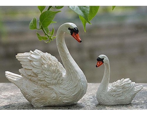 2x Modelo De Cisne De Resina De Jardim Em Casa Para Diy
