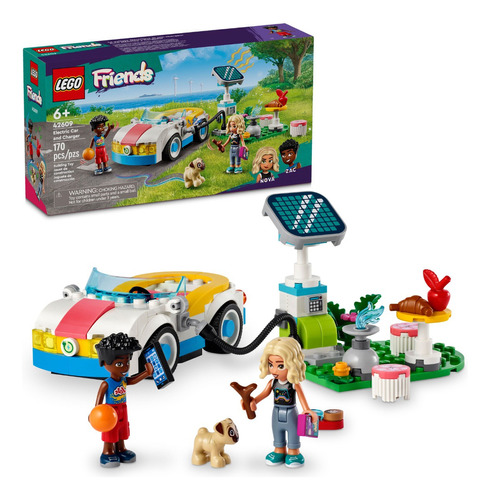 LEGO® Friends Auto Eléctrico y Cargador Vehículo de juguete, interpreta aventuras con los minipersonajes de Nova y Zac para niñas y niños a partir de 6 años 42609