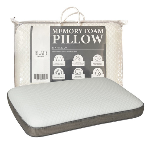 Almohada Viscoelástica Memory Foam 60x40 Cm Blair Home Color Blanco