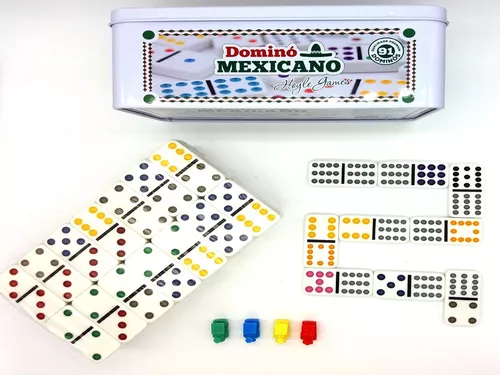 Jogo De Dominó Trem Mexicano 91 Peças Profissional Na Lata
