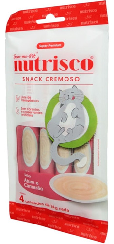 Snack Cremoso Nutrisco Gatos Atum E Camarão 4 Un - Kit C/ 2