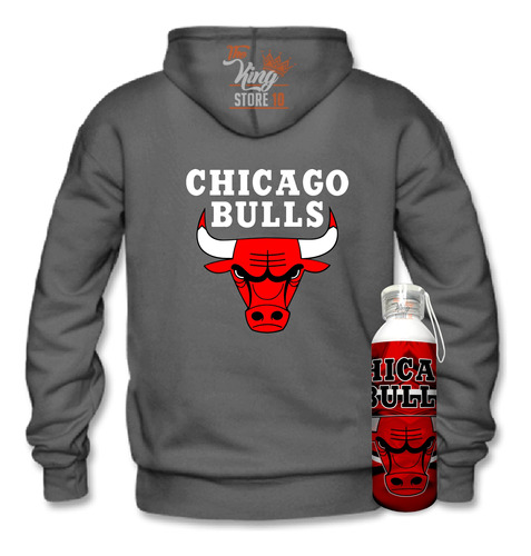 Poleron Con Cierre + Botella, Chicago Bulls, Basketball, Nba, Deporte, Fans, Xxxl