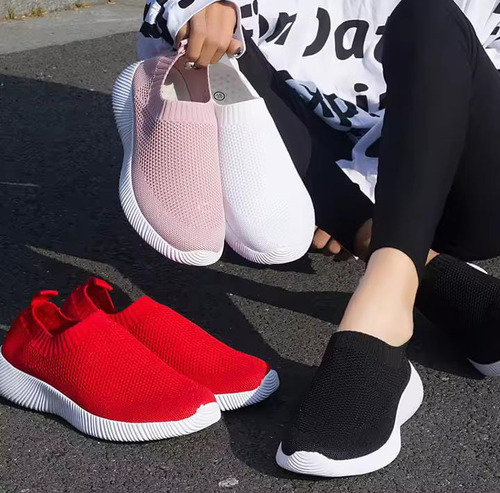 Tenis Ligeros Sin Cordones Para Dama Casual Tipo Calcetin