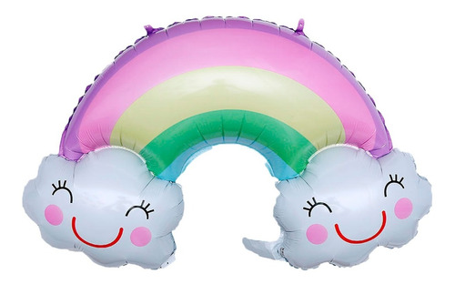 Globo Arcoiris Pastel Con Nubes 80cm Cotillon