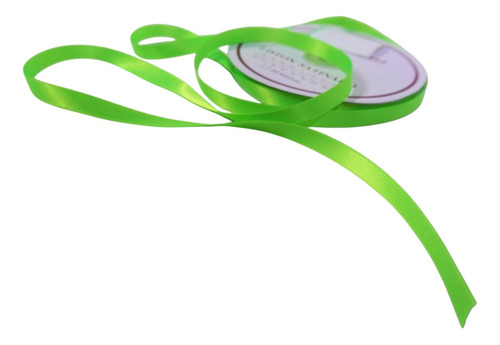 Listón Satinado Económico Satinado 2 Caras 1cm Con 50 Metros Color Verde Limón Lisa