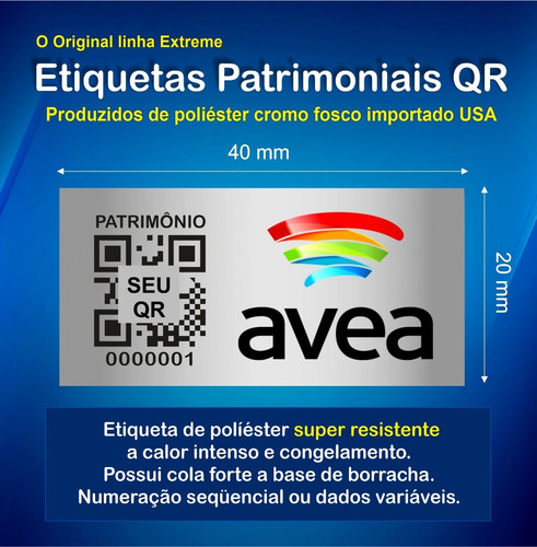 Etiqueta Patrimônio Qr 40x20 Mm Color 100unid