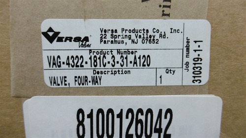 Versa Four-way Valve Vag-4322-181c-3-31-a120 Facotry Sea Vvn