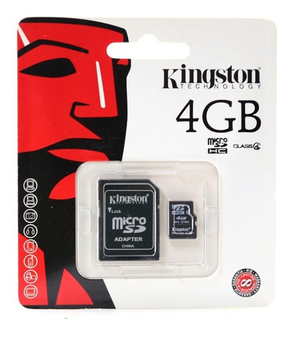 Tarjeta de memoria micro SD Kingston de 4 GB con adaptador