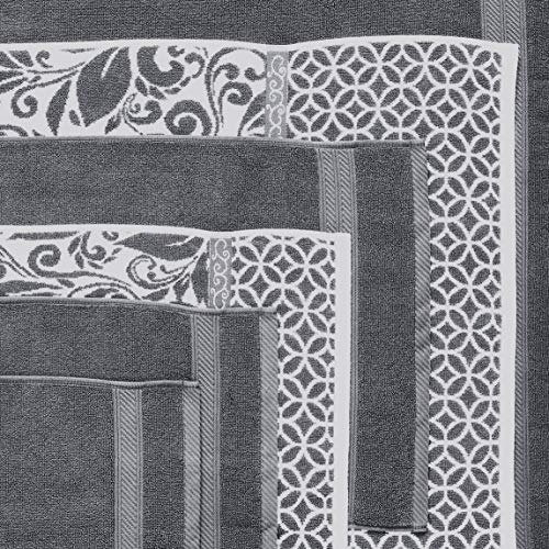 Juego De Toallas Reversibles Algodon Absorbentes Gris 6 Pzs Platino Liso