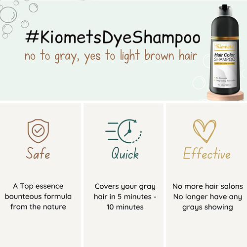 Champú Colorante Para Cabello Castaño Claro 3 En 1, Champú P