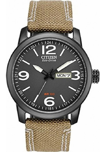 Reloj Hombre Citizen Bm8476-23e Ecodrive  Agente Oficial M Color Del Fondo Negro Color De La Malla Beige Color Del Bisel Negro