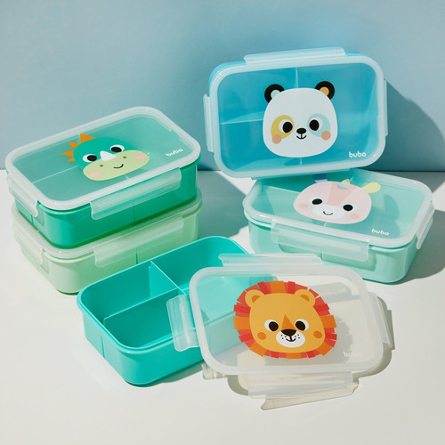 Lancheira Com Divisória Lunchbox 1000ml Marmita Buba Zoo