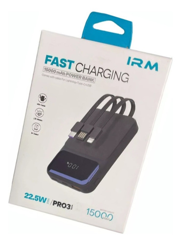 Power Bank 15000mah 22,5w Pro3 Cables Type C+lightning+usb 