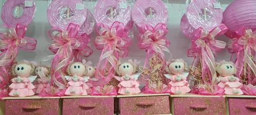 comprar 12 Centros De Mesa Bautizo De Niña En Rosa