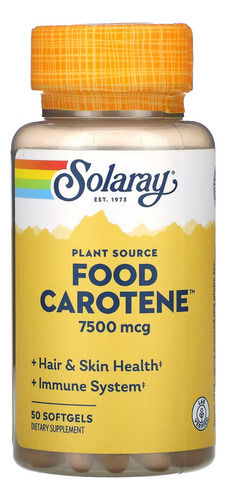 Solaray Food Carotene Vitamina A Como Betacaroteno 50cp Sabor Sin Sabor