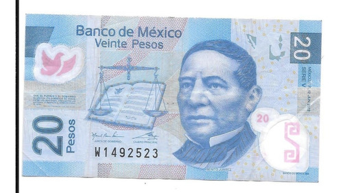 Liquido Billete De México.  20 Pesos 2017