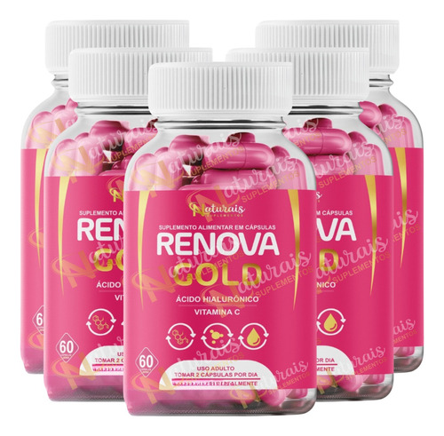 5 Renova Gold Cápsulas - Efeito Botox Premium Natural     