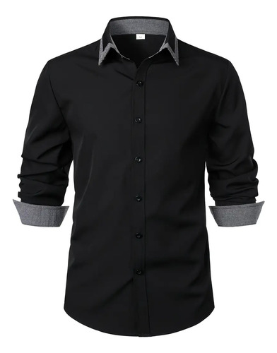 Camisa Slim Fit Casual Moda Manga Larga Para Hombre