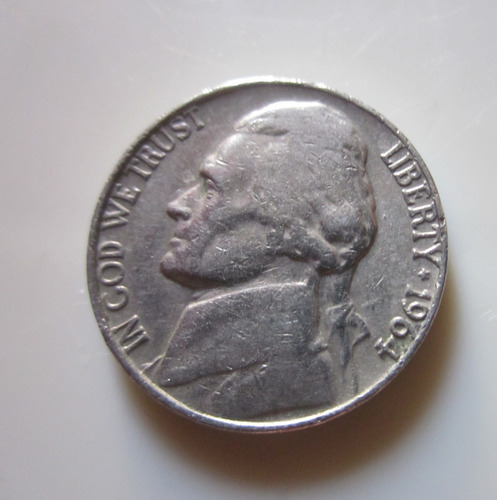 Antigua Moneda 5 Centavos Estados Unidos Philadelphia 1964