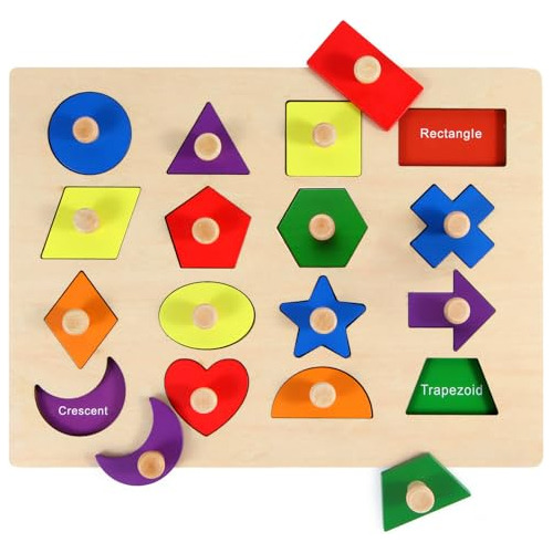 Diaodey Montessori Madera Forma Peg Rompecabezas P4pxg