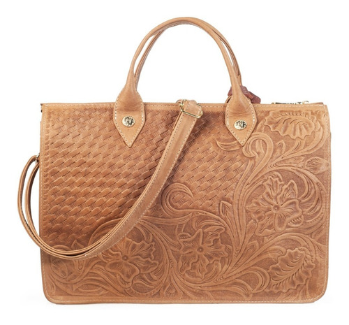 Imagen 6 de 7 de Bolsa De Piel Con Grabado Tipo Cincelado Bolso Dama Llavero