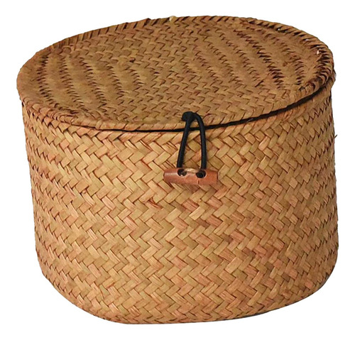 Cesta De Almacenamiento De Mimbre Con Tapa Para Estantes