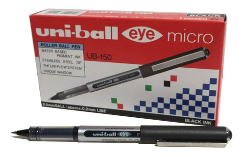 Lapiceras Uni-ball Eye Ub150 Roller Tinta Negra Caja X 12 Un