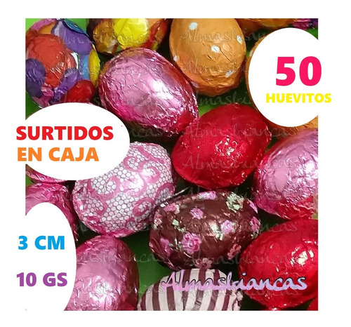 Huevitos De Pascua Mini Chocolate 3cm  Surtidos X 50 Caja