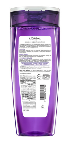 Imagen 3 de 9 de Agua Micelar L'oréal Paris Ácido Hialurónico X 200ml